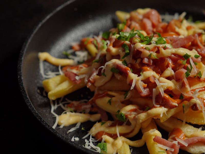 Loaded fries side at Pizza Ranch